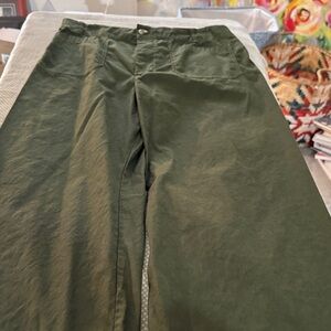 Maeve Olive Wide-Leg Chino Pants